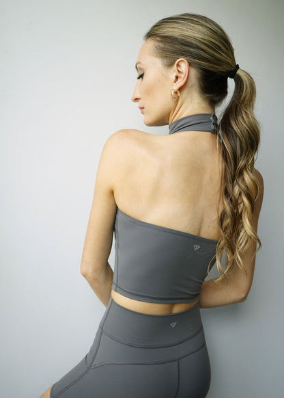 Microfiber Halter Crop Top